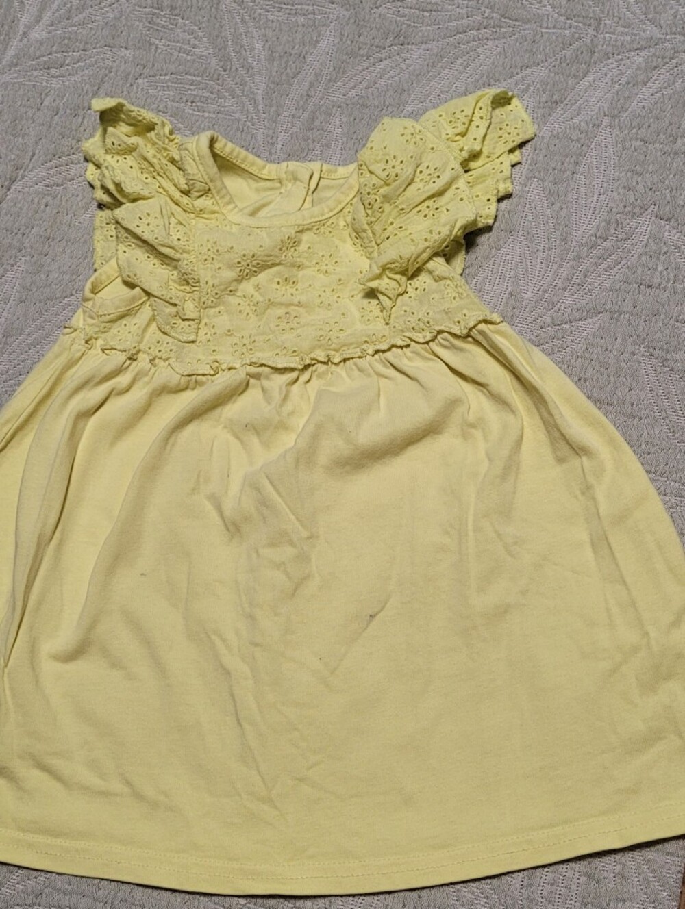 💚Free In Any Bundle Over $10 Yellow Eyelet Flutter Dress for Kids